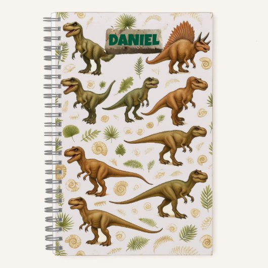 Dinosaur Fossil und Fern-Notebook Notizblock (Vorderseite)