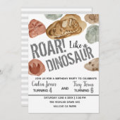 Dinosaur Fossilien Geburtstagsparty Einladung (Vorne/Hinten)