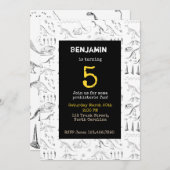 Dinosaur Fossils Muster Kindergeburtstag Einladung (Vorne/Hinten)