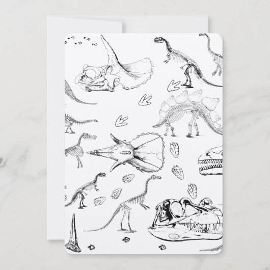 Dinosaur Fossils Muster Kindergeburtstag Einladung (Rückseite)