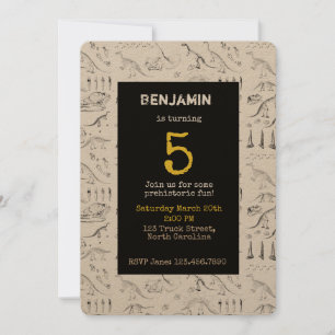Dinosaur Fossils Muster Kindergeburtstag Einladung