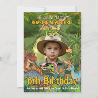 Dinosaur Foto 6. Geburtstagseinladung Einladung