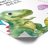 Dinosaur Foto Girl 1. Geburtstag Milestone Zeichen Poster (Ecke)