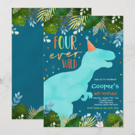 Dinosaur Four Ever Wild Boy Dinosaur 4. Geburtstag Einladung