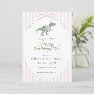 Dinosaur Fourth Birthday Invitation Einladung