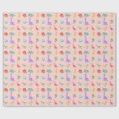 Dinosaur-Freunde-Geschenkpapier - Rosa Geschenkpapier (Flach)