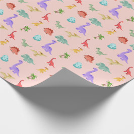 Dinosaur-Freunde-Geschenkpapier - Rosa Geschenkpapier
