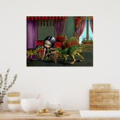 Dinosaur Friends II lowbrow Fantasy Art Print Poster (Küche)