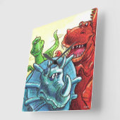 Dinosaur Friends Quadratische Wanduhr (Winkel)