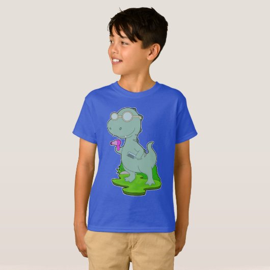 Dinosaur Friseur Comb Haartrockner T-Shirt (Vorne ganz)