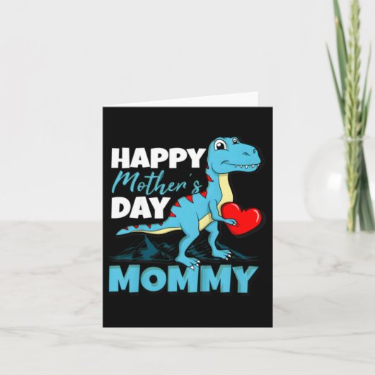 Dinosaur Frohen Muttertag Mama T-Rex Herz Karte (Vorderseite)