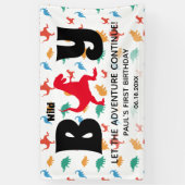 Dinosaur Fun First Boy Birthday Banner (Vertikal)