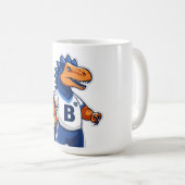 Dinosaur Fußball Logo – Kinder Fußball Maskottchen Kaffeetasse (VorderseiteRechts)
