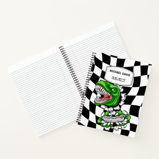 Dinosaur Gamer Holding Video Games Controller Notizblock (Innenseite)