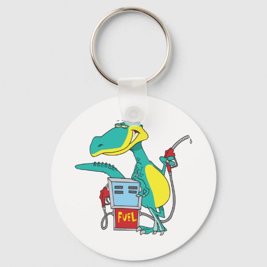 dinosaur gas pump fossil fuel cartoon schlüsselanhänger (Vorderseite)