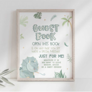 Dinosaur-Gästebuch-Party-Schild Fotodruck