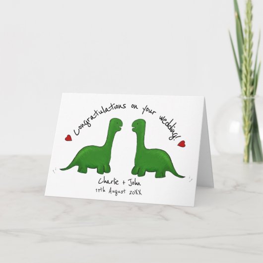 Dinosaur Gay Hochzeit gratulieren Karte (Vorderseite)