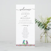 Dinosaur Gay Wedding Ceremony Program Menükarte (Stehend Vorderseite)