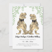 Dinosaur Gay Wedding T-Rex zwei Grooms Einladung (Vorderseite)