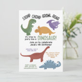 Dinosaur Geburts Einladung (Stehend Vorderseite)
