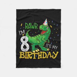 Dinosaur Geburtstag 8 Jahre alter Junge Mädchen Lu Fleecedecke