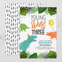 Dinosaur Geburtstag Einladen Wild und drei Dino Pa Einladung