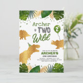 Dinosaur Geburtstag Einladen Zwei Wild Dinosaur Pa Einladung (Stehend Vorderseite)
