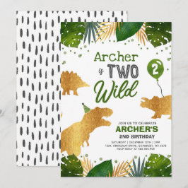 Dinosaur Geburtstag Einladen Zwei Wild Dinosaur Pa Einladung