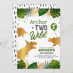 Dinosaur Geburtstag Einladen Zwei Wild Dinosaur Pa Einladung