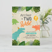 Dinosaur Geburtstag Einladen Zwei Wild Dinosaur Pa Einladung (Stehend Vorderseite)