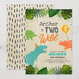 Dinosaur Geburtstag Einladen Zwei Wild Dinosaur Pa Einladung