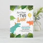 Dinosaur Geburtstag Einladen Zwei Wild Dinosaur Pa Einladung (Stehend Vorderseite)