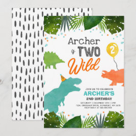 Dinosaur Geburtstag Einladen Zwei Wild Dinosaur Pa Einladung