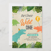 Dinosaur Geburtstag Einladendes Wildes Ein Dinosau Einladung (Vorderseite)