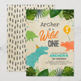 Dinosaur Geburtstag Einladendes Wildes Ein Dinosau Einladung