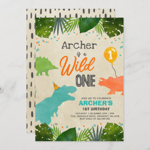 Dinosaur Geburtstag Einladendes Wildes Ein Dinosau Einladung
