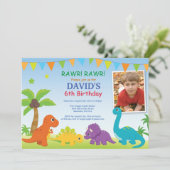 Dinosaur Geburtstag Einladung Dino Party (Stehend Vorderseite)