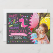 Dinosaur Geburtstag Einladung Girl Dinosaur Party (Vorderseite)