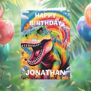 Dinosaur Geburtstag farbenfroh süß Karte