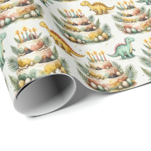Dinosaur Geburtstag Geschenkpapier (Rolleneckpunkt)
