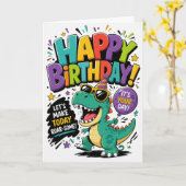 Dinosaur-Geburtstag Karte (Gelbe Blume)