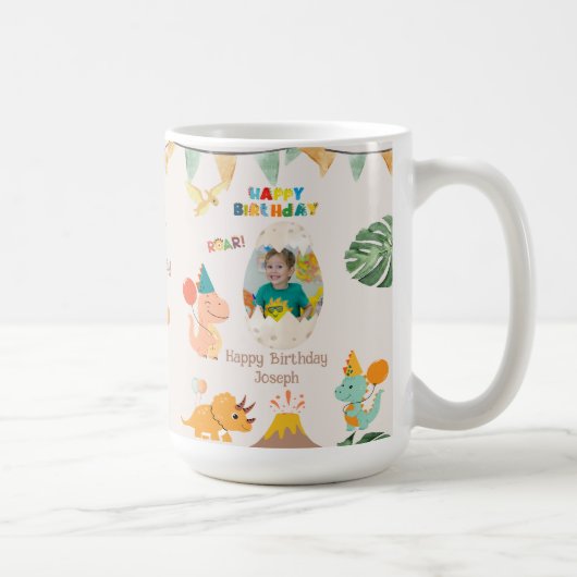 Dinosaur Geburtstag Tasse Geschenk - Individuelle  (Rechts)