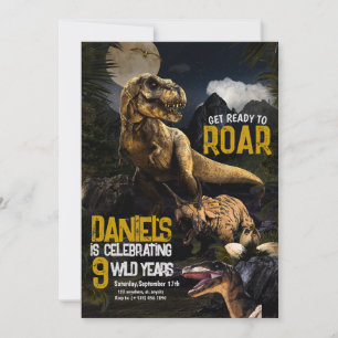 Dinosaur Geburtstags Kinderparty Dino T Rex Thema  Einladung