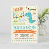 Dinosaur Geburtstagseinladung Dinosaur Roar Party Einladung (Stehend Vorderseite)