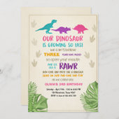 Dinosaur Geburtstagseinladung Girl Dinosaur Party Einladung (Vorne/Hinten)