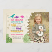 Dinosaur Geburtstagseinladung Girl Dinosaur Party Einladung (Vorne/Hinten)