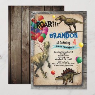 Dinosaur Geburtstagseinladung rustikal realistisch Einladung