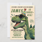 Dinosaur Geburtstagseinladung Stomp Chomp Roar Kid Einladung (Vorderseite)