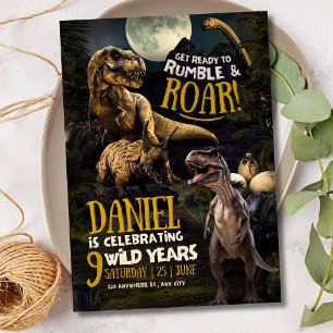 Dinosaur Geburtstagsfeier, Brüllender T-Rex Juraze Einladung