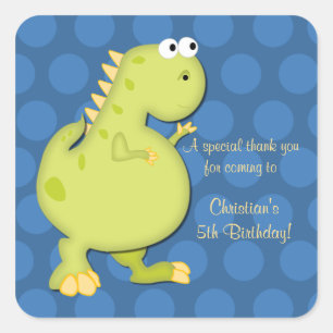 Dinosaur Geburtstagsfeier Danke, dass du Sticker-b Quadratischer Aufkleber